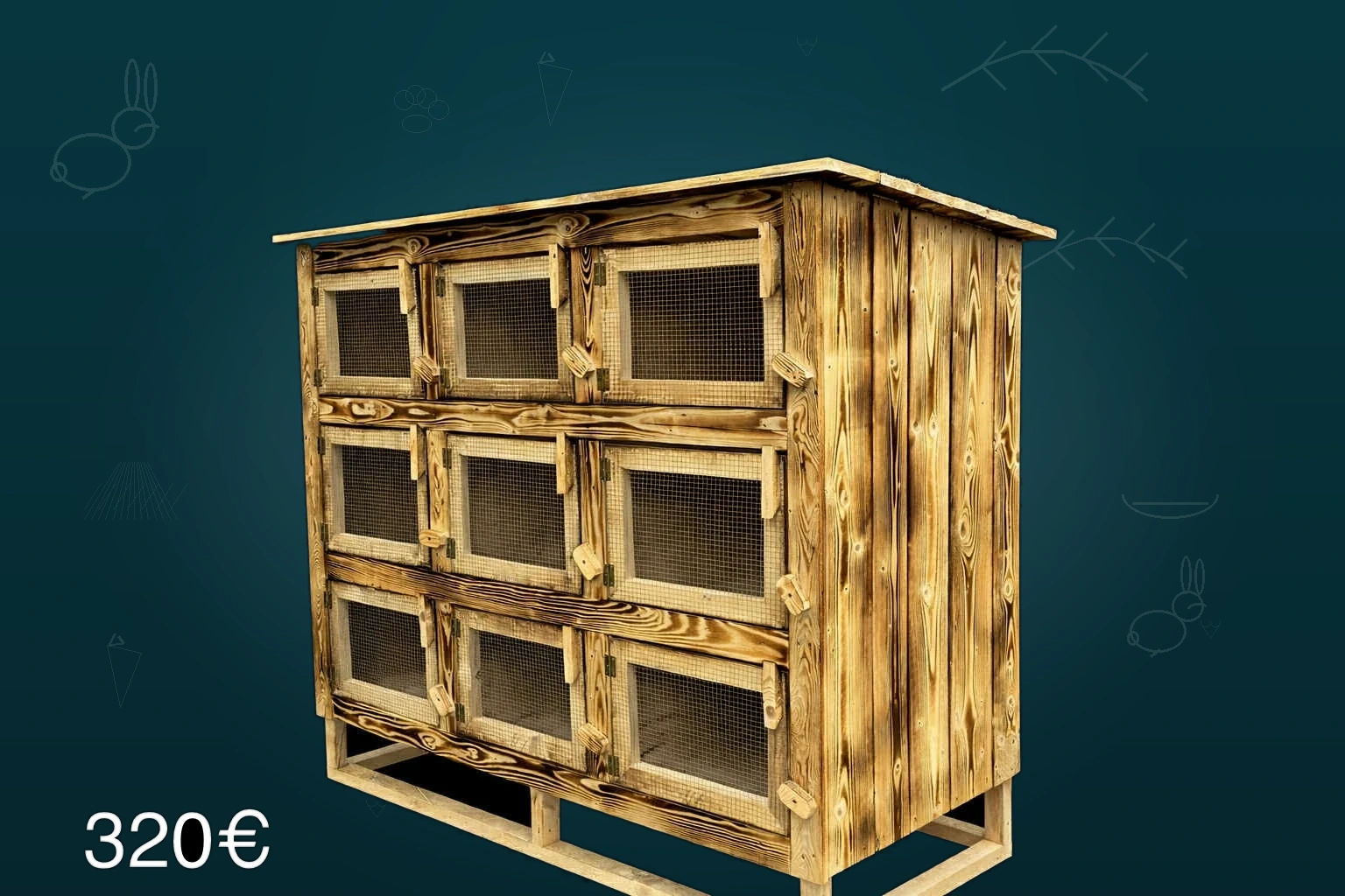 Opaľovaná deväťboxová králikáreň