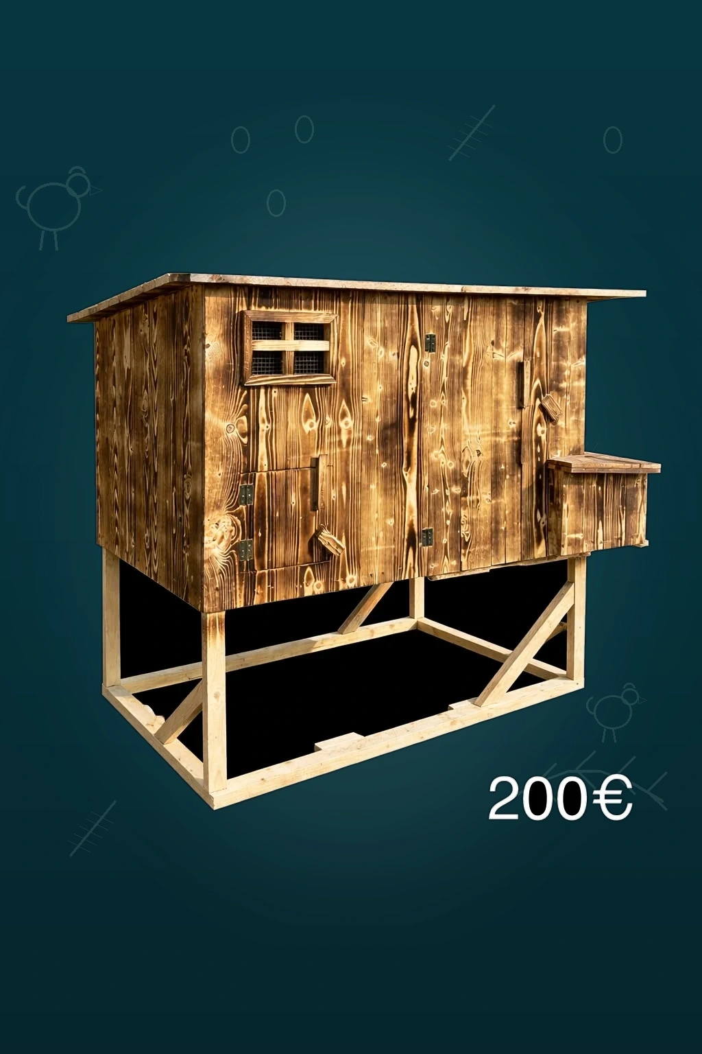 Opaľovaný drevený kurín so znáškovým boxom